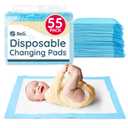 Reli. Disposable Changing Pads for Baby (55 Pack) | Disposable Diaper Changing Pads, 13" x 18" | Super Absorbent, Leak-Proof Liners | Waterproof, Quick Dry Underpads (Blue/White)