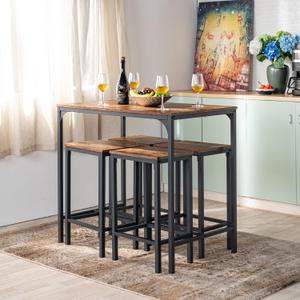 Homy Casa 5-Piece Industrial Bar Table Set, 39.4''Rectangular Bar Table with 4 Stylish Bar Chairs for Living Room, Dining Room, Kitchen, and Bar, Space-Saving Design