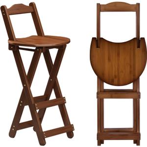 Folding Bar Stool Kitchen24 inch Folding Kitchen Counter Chair Portable Wooden bar Stool Folding Outdoor Shop Kitchen Restaurant Coffee Stool 1 (Brown)