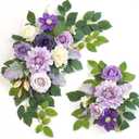 Wedding Decor Pack of 2 Welcome Sign Flower Backdrop Garland for Ceremony Reception Wall Easel Home Decoration Entryway Faux Outdoor Board Head Table Decor Lilac & Cream