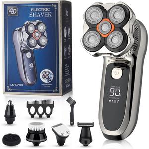 Head Shavers for Bald Men,Electric Razor for Men,IPX7 Waterproof Wet/Dry Bald Head Shaver, Flex Blades for a Close Shave,LED Display Electric Rechargeable Head Shaving Mens Kit with Type-C Charge