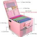 Fireproof Document Box, Fireproof Organizer Safe Box with Lock, Portable Office Storage Cabinet for Hanging Letter/Legal Folder 16.1 x 12.9 x 11in(Pink)