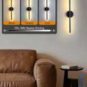 Battery Operated Wall Sconce, Modern Wireless Wall Lights with Remote & Touch Control, 24 Inch Black Dimmable Rechargeable LED Wall Lamps with 3 Colors & Timer for Bedroom, Living Room, Hallway