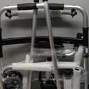 Foldable Stand Up Walker with Armrest Pad - Height Adjustable Aluminum Walkers with Small Bag, Standard Walker for Seniors, Elderly, Platform Walker with Arm Support, Standing Upright Walkers,Silver (22"D x 27.5"W x 41.5-47.5"H, Silver-dual-wheel)