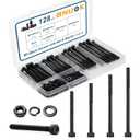 128 PCS M5 Screws Assortment Kit, 12.9 Grade Alloy Steel M5 Bolts Kit, M5x 50/60/70/80mm, Hex Socket Head Cap Screws Bolts Nuts Washers Set (Black)