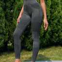 Fisoew Womens Ribbed Seamless Leggings High Waisted Tummy Control Workout Full Length Yoga Pants (X-Large, Dark Grey)