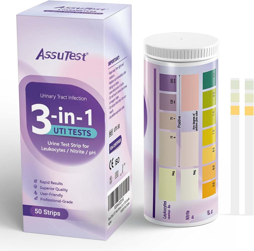 UTI Test Strips - 3-in-1 Advanced Urinary Tract Infection Home for Women Men Kids Detection with Accurate Leukocytes, Nitrite, and PH Readings, Simple at-Home Urine Test Strips, 50ct