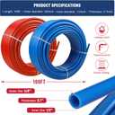 PEX Pipe 1/2 Inch 100ft 2 Rolls PEX Tubing EVOH Pex-B Pipe Non Oxygen Barrier Durable Leakage-Proof Flexible for Residential Water Lines in Homes pex Radiant Heat Tubing(Red+Blue)