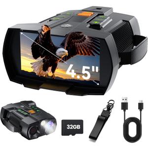 4K Night Vision Goggles for Adults: 4.5" HD Large Screen Digital Night Vision Device with 5000mAh Battery - Outdoor Exploration & Camping Gear Gifts for Men Husband