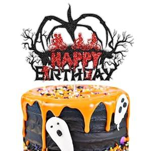 LECAKTO Glitter Stranger Happy Birthday Cake Topper - TV Program Theme Eleven Stranger Party Cake Decor - Cartoon Themed Birthday Party Decorations for Boy Girl