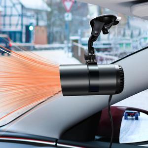ELOHEI 12V Car Heater, 150W 2-in-1 Fast Portable fan Heater and Defroster for Car Windshield, Car Heater that Plugs Into Cigarette Lighter with Suction Holder for All Cars (Black)
