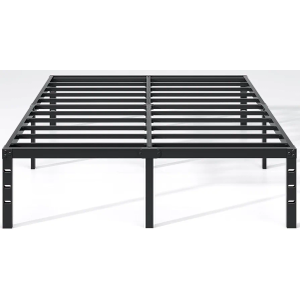 Metal Bed Frame,Queen Size Bed Frame with Storage Space,Heavy Duty Sturdy Mattress Foundation, Easy Assembly,No Box Spring Needed, Black,12 Inch,Queen