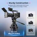 SMALLRIG 73''/186cm Heavy Duty Aluminum Alloy Video Tripod, Max Load 8kg (18lbs), Fluid Head with +85 to -78 Tilt Range, Compact Travel Tripod Weight 3.1kg(6.8lbs), Folded Height 88cm, AD-14-5440