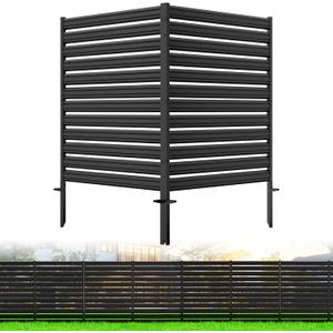 2 Panels No-Dig Metal Privacy Fence Screen, 42" H 38" W Outdoor Air Conditioner Fence, Rustproof AC Unit Cover to Hide Trash Bins, Pool Equipment Enclosure, Decorative Garden, Patio & Backyard