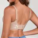 EYNMIN Deep V Push Up Bras for Women Seamless Wireless No Underwire Jelly Supportive Full Coverage Comfortable Everyday Bra (Beige, XXL)
