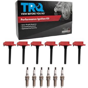 TRQ Ignition Kit Ignition Coil Spark Plugs Compatible with 17-22 Chrysler 16-21 Dodge 16-22 Jeep 19-21 Ram