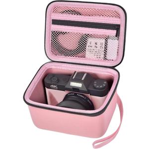 Vlogging Camera Case Compatible with for Duluvulu/for VJIANGER/for JGIPL/for TEBNGIHNM 4K Digital Cameras for Youtube. Vlog Camera Carrying Storage for Lens, Cable and Other Accessories - Pink