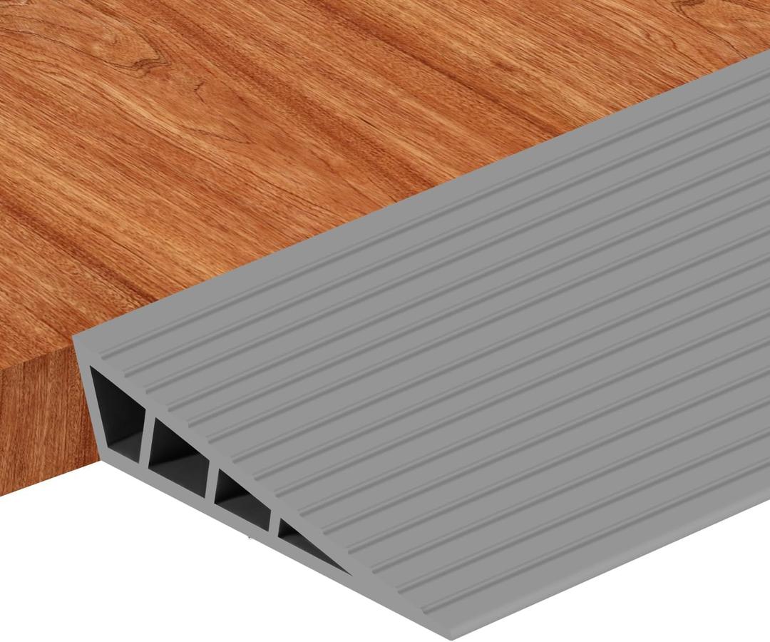 1 Rise Threshold Ramps for Doorways, Door Floor Transition Strip Self-Adhesive Wheelchairs Ramps, Door Threshold for Home Steps (Grey, 2 PC)