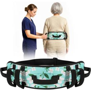 Rhino Valley Gait Belt Transfer Belt for Senior with 7 Handles, 59" Anti-Slip Transfer Belt for Elderly, Lift Belt with Quick Release Buckle, Medical Nursing Safety Patient Assist, Green Lily