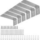 Floating Shelf Brackets 6 inch - L Heavy Duty Shelf Brackets for Wood, Stainless Steel Bracket Hardware Supports for Shelves 6 Packs