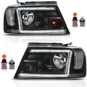 LED Headlights Assembly with Bulbs Fit 2004 2005 2006 2007 2008 Ford F150
NOT Fit 2004 F150 Heritage/Flareside Beds,Fit Lincoln Mark LT 2007-2008,Clear Lens Black Housing Clear Reflector,Waterproof