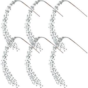 Glitter Christmas Picks Sprays Set of 6 Artificial Glitter Berry Stems Decorative Twigs Glittered Berry Picks for Xmas Tree Filler Branches Wreaths Garlands Craft Supplies Home Decor (6, Silver)