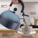 Emeril Lagasse 2.6 Quart/2.5 Liter Whistling Tea Kettle, Stainless Steel Tea Pot for Induction Stove Top, Fast to Boil Water for Home Kitchen Condo, with Ergonomic Cool Folding Grip Handle, Black Comb