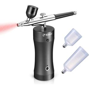 KIBEE Aibrush Rechargeable Handheld Mini Air Compressor Airbrush, Portable Cordless Airbrush Gun for Makeup, Tattoo, Nail Art, Face Paint, Model Painting,Cake Decor Black