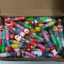 50 Pcs Multicolor Christmas Ballpoint Pens 4 in 1 Fun Retractable Holiday Ink Pen 0.7 mm Santa Claus Snowman Reindeer Writing Pen for Students Prizes Christmas School Office Supplies Gifts