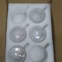 6 PACK Premium Glass Coffee Mugs with Handle, 12 OZ Classic Vertical Stripes Glass Coffee Cups, Transparent Tea Cup for Hot/Cold Beverages, Glassware Set for Americano, Latte, Cappuccino