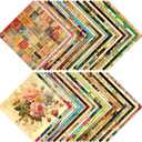 48Pcs Vintage Pattern Scrapbook Paper 15*15cm Premium Specialty Craft Paper Folded Flat for DIY Background Card Making Scrapbook Photo Album Decor