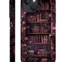 Magnetic Case for iPhone 14 Plus,Compatible with Magsafe,PC Hard Shell & Silicone Inner Bumper,Shockproof Full-Body Cover Slim Design for iPhone 14 Plus Case - Floral Bookish Dark