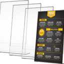 Wenqik 4 Packs 8. 5" x 14" Sign Holders Vertical l Shape Frame Acrylic Document Holder Side Loading Clear Flyer Holder Slanted Desk Paper Display Stand Graphic Poster Shelf for Restaurants Office