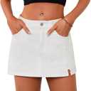 Women's Denim Skorts Skirts Mini Side Slit Skirt High Waisted Casual Y2k Jean Shorts Stretchy (White, L)