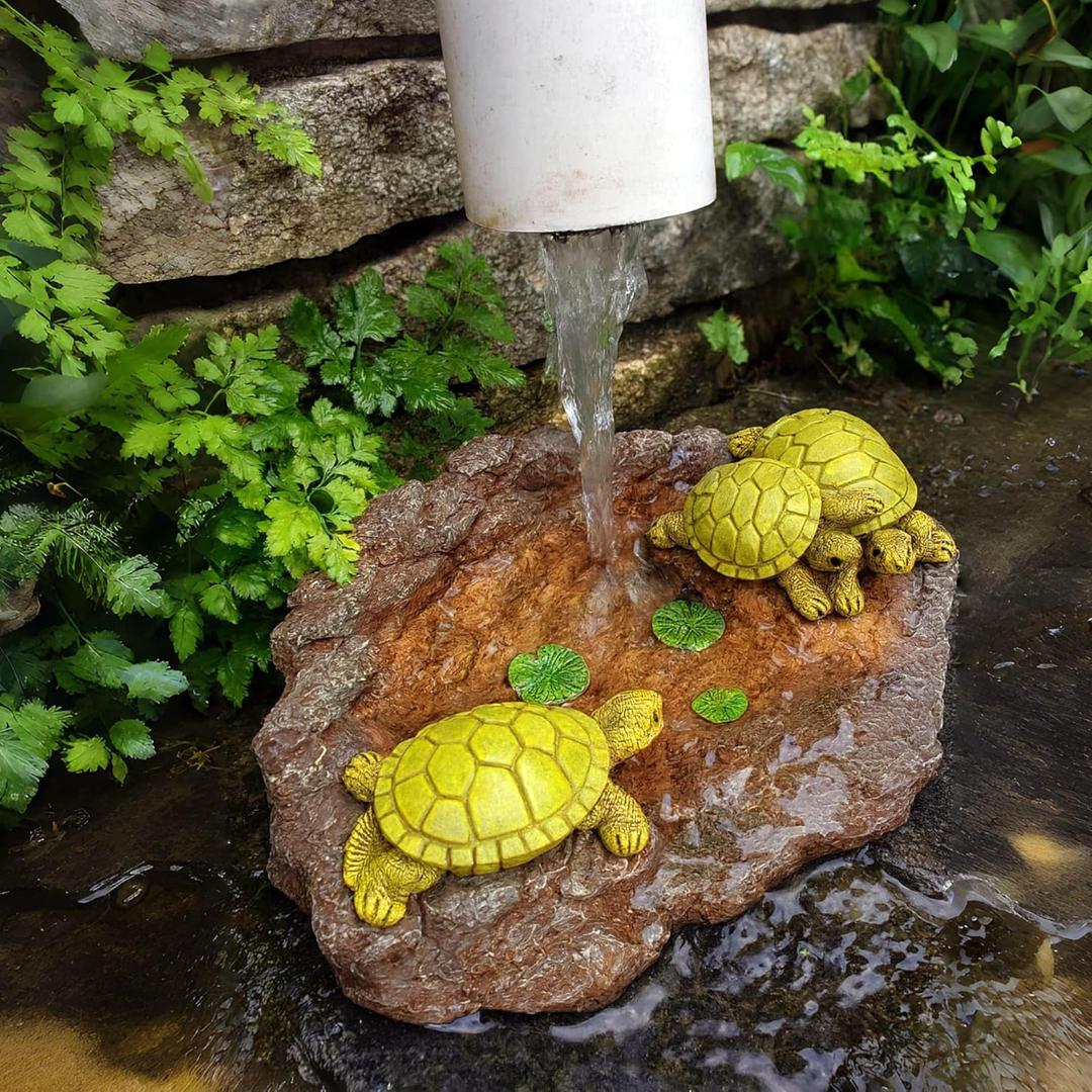 Turtle Gutter Downspout Splash Block Decorative Down Spout Rain Water Diverter Leaf Cover Guard Extensions Garden Tortoise Outdoor Decor Statues Drainage (Rock) (Gray)