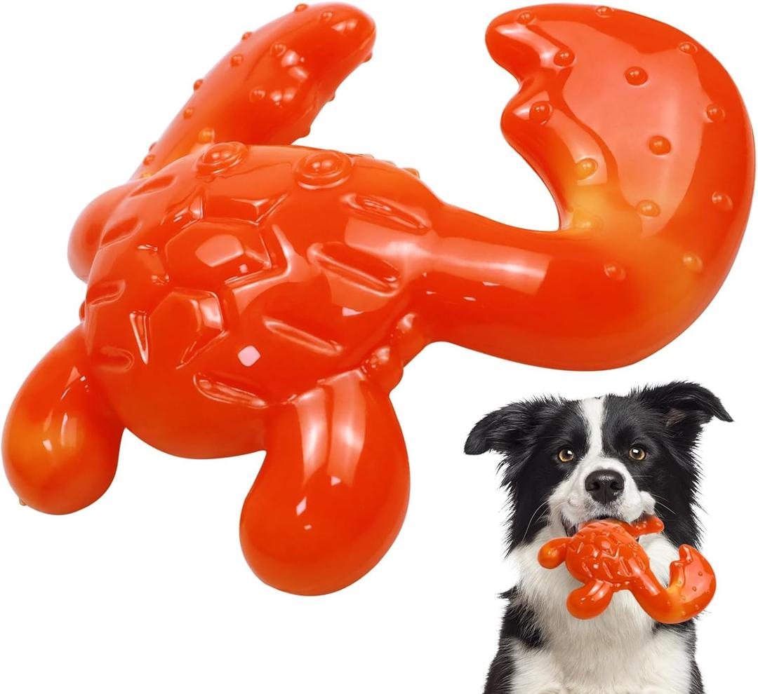 Dog Chew Toys for Aggressive Chewers  Tough Indestructible Dog Toy for Large Dogs, Durable Long-Lasting Chew Bones, Heavy Duty Interactive Dog Toys to Keep Dogs Busy & Relieve Boredom (Orange Yellow)