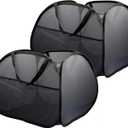 2 Pack Collapsible Laundry Baskets, 90L Large Foldable Laundry Basket, Durable Mesh Pop Up Hampers for Laundry, Dirty Clothes Laundry Hamper for Bedroom, Bathroom, Dorm, Laundry Room, Travel Black