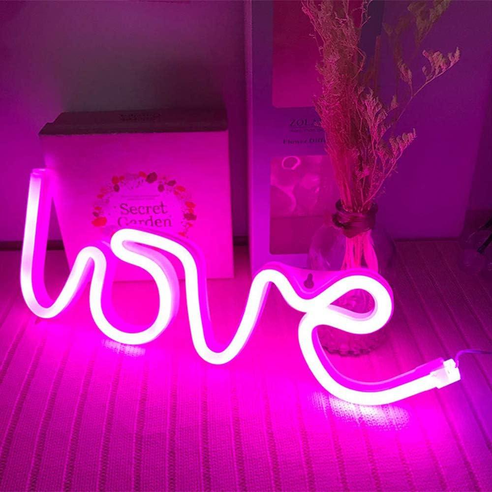 Neon Love Signs Light LED Love Art Dorm Decor Sign-Wall Decor-Table Decor for Valentine's Gift Girls Room Kids Room Living Room House Bar Pub Hotel Beach Recreational Battery or USB Powered Light