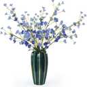 mizii 4Pcs Blue Pear Blossom Artificial Flower 37" Fake Silk Flowers with Stem Faux Flowers Bouquet for Vase Table Centerpieces Arrangements Home Decor Wedding Decorations (Blue)