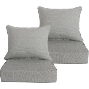24x24 inch Outdoor/Indoor Deep Seat Patio Cushions Set of 2 Resilient Foam Filling Water Repellent Stain-Resistant UV Resistant Weather Resistant Deep Seat Bottom Stone Gray (24"x24" 2 sets)
