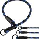 BronzeDog Rope Pro Training Dog Collar Braided No Pull Quick Release Round Lead Collars for Dogs Small Medium Large Puppy (XL - 23.6" Long, Blue)