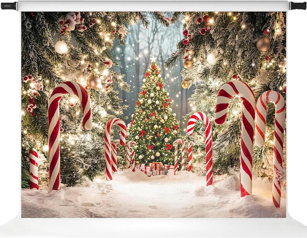 Kate Christmas Backdrops for Photography Candyland Backdrops Winter Snowy Cane Background, 7x5ft