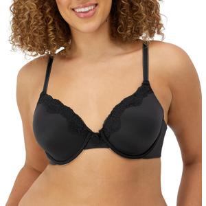 Maidenform Womens T-Shirt Bra, Comfort Devotion Underwire Bra, Full Coverage Bras for Women (34C, Black/Body Beige Lining)