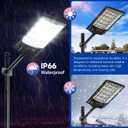 Solar Street Lights Outdoor, 6500K Outside Waterproof LED Street Light Dusk to Dawn, Wide Angle Lamps with Motion Sensor & Remote Control, Solar Lights Outdoor for Garden Yard, 4 Pack