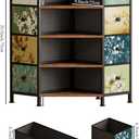 LUMTOK 8 Drawers Corner Dresser with Storage Fabric Drawers and Open Shelves for Small SpaceBedroomEntrywayLiving Room (Retro Pattern), 19.7"D x 19.7"W x 29.5"H