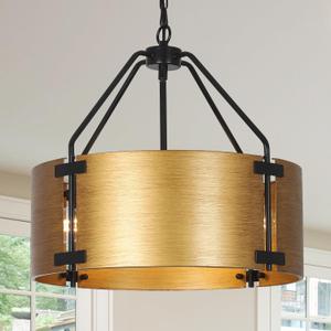 Gold Chandeliers for Dining Room, 4-Light Farmhouse Dining Room Light Fixture, Modern Kitchen Lighting Fixtures Ceiling, Height Adjustable Hanging Pendant Light Fixtures for Bedroom Living Room (17.217.260)