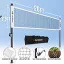 Professional Badminton Set with Carbon Fiber Badminton Rackets Set of 4, Outdoor Portable Badminton Net with Anti-Sag Winch System, 4 Nylon Badminton Shuttlecocks and Bag, 20ft Net