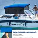 KAKIT 3 4 Bow Bimini Tops with Mesh Sidewalls Support Poles for Boats Marine Grade Canvas Top Includes 2 Straps Storage Boot 1 Inch Aluminum Frame