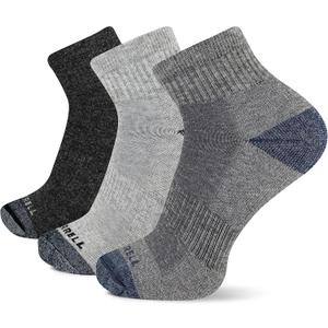 Merrell Unisex adults Men's and Women's Wool Everyday Half Cushion - Unisex 3 Pair Pack Arch Support Insulated Casual Sock, Charcoal Heather, L XL Men s 12.5-15 Women 14 US