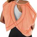 SENSERISE Womens Open Back Workout Tops Backless Short Sleeve Athletic Shirt Running Crop Top Gym Yoga Tee (X-Large, Coral Pink)